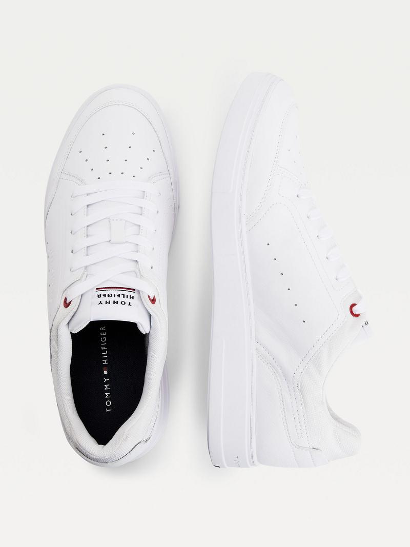 Férfi Tommy Hilfiger Perforated leather Alkalmi Cipő Fehér | HU 1456MQZ